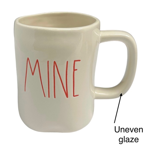 Rae Dunn MINE YOURS Mug Set White Red Large Letters Dimples NWT NIB OG 2017 - Picture 4 of 17